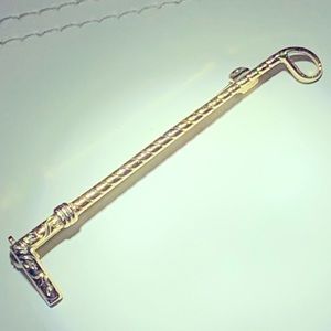 Gold Equestrian Riding Crop Brooch Pin